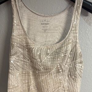 Old Navy Beige Sequin Tank Top